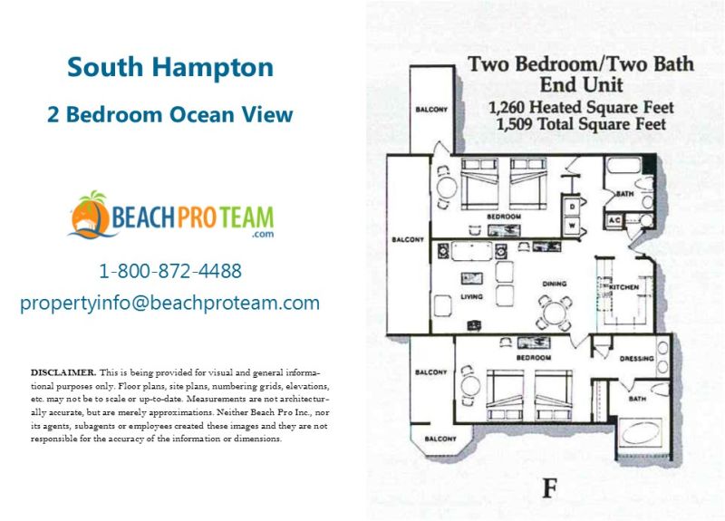 Kingston Plantation - South Hampton Floor Plan F - 3 Bedroom Ocean View